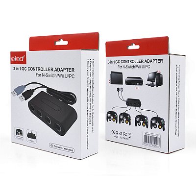 Adaptador USB 4 Controles GameCube Compatível Switch Wii U e PC USB