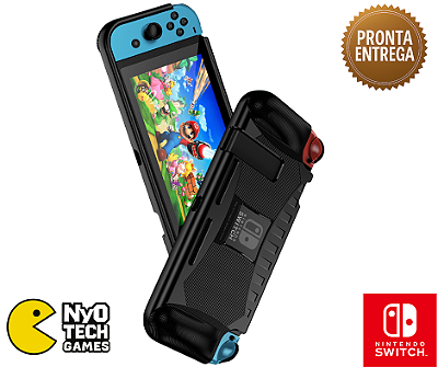 Case Grip compatível com Nintendo Switch com Suporte e compartimentos. para Cartuchos