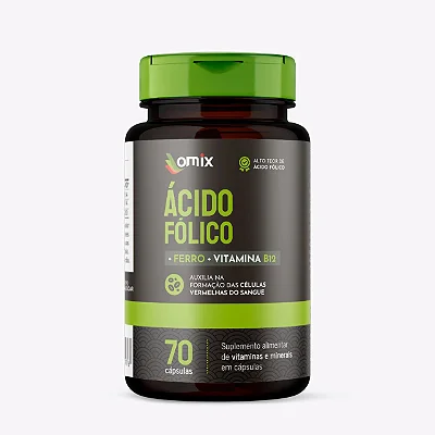 ÁCIDO FÓLICO, FERRO E VITAMINA B12 - 70 CÁPSULAS