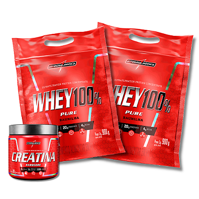 COMBO INTEGRALMÉDICA: 2X WHEY PROTEIN 100% PURE + CREATINA MONOHIDRATADA
