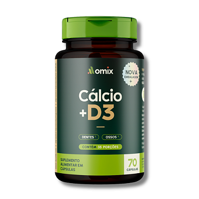 CÁLCIO + D3 POTE 70 CÁPSULAS - OMIX HEALTH
