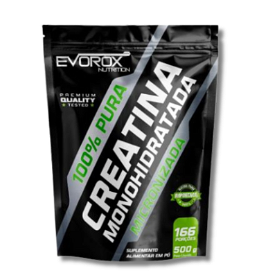 CREATINA MONOHIDRATADA 100% PURA MICRONIZADA REFIL 500G - EVOROX NUTRITION