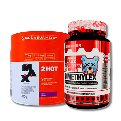 KIT EMAGRECIMENTO 2 HOT MAX TITANIUM + TERMOGENICO DIMETHYLEX UNDER LABZ