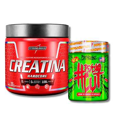 KIT EMAGRECIMENTO CREATINA INTEGRALMEDICA 300G + TERMOGENICO PSYCHO CUT 60 CÁPS