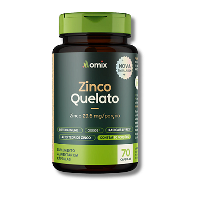 ZINCO QUELATO POTE 70 CÁPSULAS - OMIX HEALTH