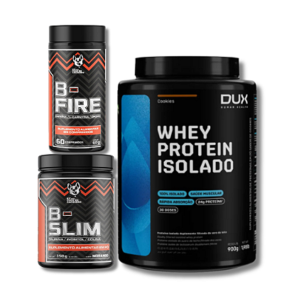 KIT FOGO NO CACHORRO (B- FIRE + B- SLIM) + WHEY PROTEIN ISOLADO POTE 900G DUX HUMAN HEALTH