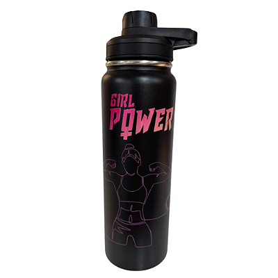 GARRAFA TÉRMICA POWER GIRL BLACK AÇO INOX 850 ML – NAÇÃO CAVEIRA