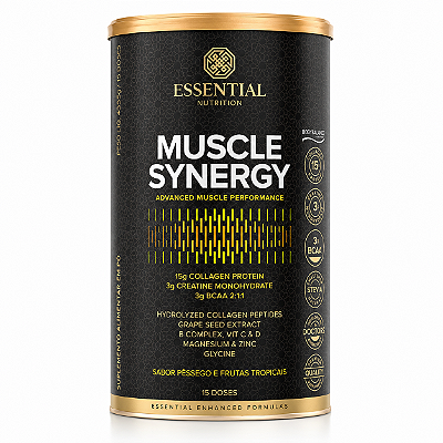 MUSCLE SYNERGY PÊSSEGO E FRUTAS TROPICAIS LATA 454,5 G / 15 DOSES – ESSENTIAL NUTRITION
