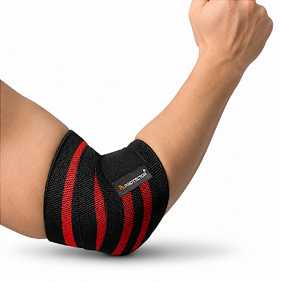 FAIXA ELASTICA P/COTOVELO STRONGER COR: PRETA/VERMELHA - PROTTECTOR