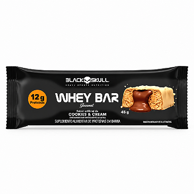 BARRA WHEY BAR GOURMET ZERO 45G COOKIES & CREAM - BLACK SKULL