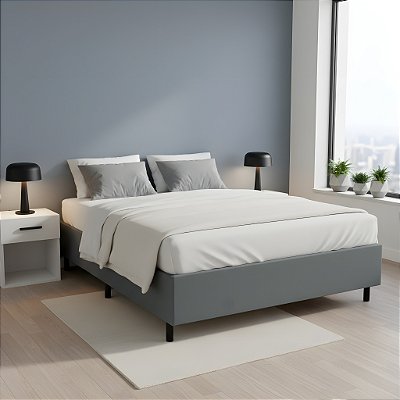 Base Cama Box Casal Padrão 138x188x37 Cor Cinza