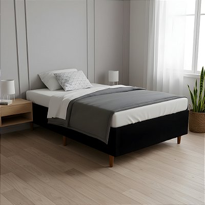 Base Cama Box Solteiro Padrão 88x188x37 Cor Preto