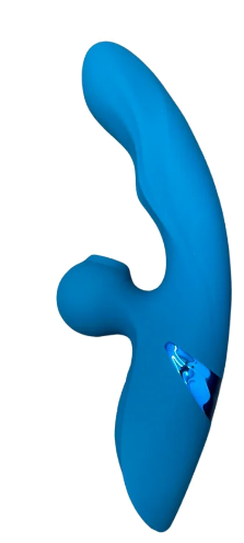 ADÃO - Vibrador Ponto G Com Pulsação Interna Vai e Vem e Estimulação Clitoriana por Ondas de Pressão - Cor : Azul