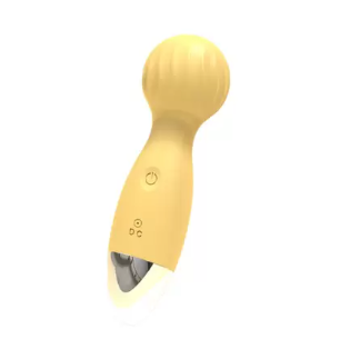 LARA - Mini Massageador Em Formato Varinha Mágica Com Relevos Estimulador - Cor : Amarelo