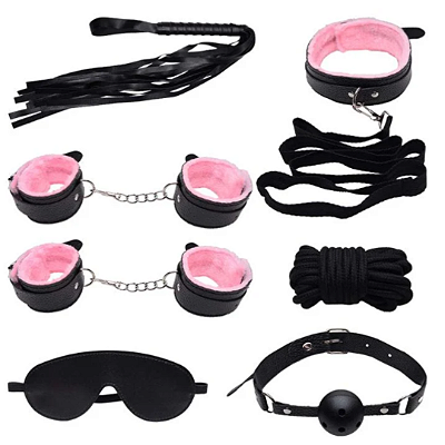 Kit Bondagem - Preto C/ Rosa