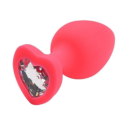 Plug Anal de Silicone c/ Joia de Coração | Tamanho M