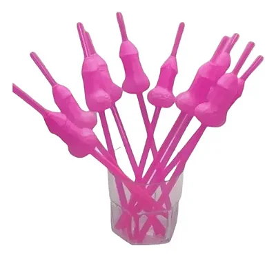 Canudo Erótico de Plástico | Pênis Rosa