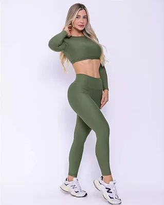 Conjunto Calça Legging Básica Light - Top Maria - Cacto