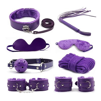 Kit Bondage Pelúcia 8 em 1 | Roxo