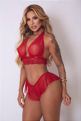 Conjunto Sedução em tule e Renda | Rubi