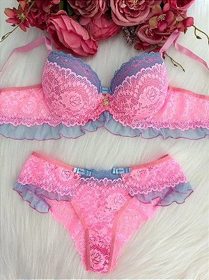 Conjunto Babadinho | Rosa com Azul