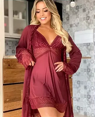 Robe com Camisola s/ Bojo | Marsala