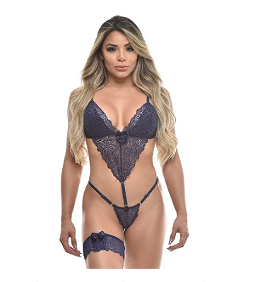Body Rendado Com Persex | Preto
