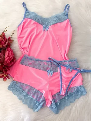 Baby Doll Jolie | Rosa com azul