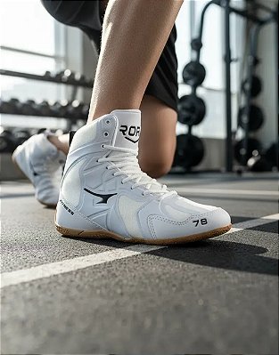 Bota Cano Mêdio Para Boxe Com Lingueta Flexivel Branco Masculino