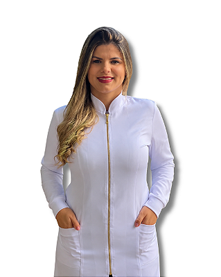 Jaleco Feminino De Zíper E Punhos Gabardine