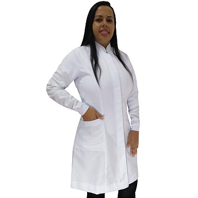 Jaleco Feminino Gola Padre Com Botões Embutidos