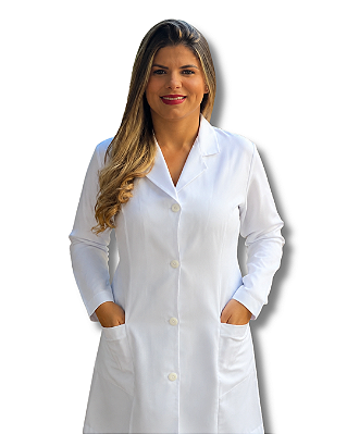 Jaleco Feminino Tradicional Manga Longa Em Tecido Gabardine