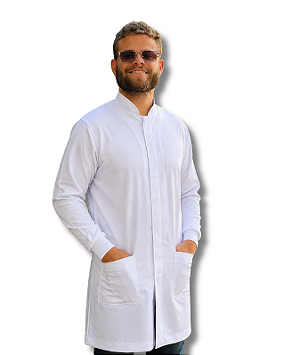 Jaleco Masculino Gola Padre Com Punhos Tecido Gabardine