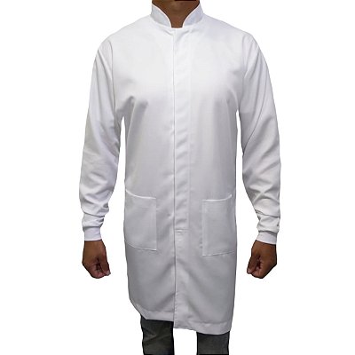 Jaleco Masculino Gola Padre Com Punhos Tecido Gabardine