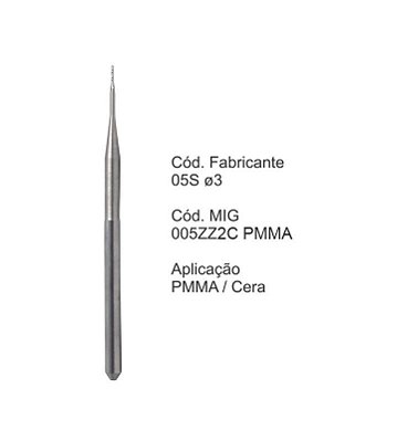 Fresa CAD CAM para Sistemas Zirkonzahn - 005ZZ2C PMMA - Aplicação: PMMA / Cera