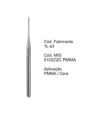 Fresa CAD CAM para Sistemas Zirkonzahn - 010ZZ2C PMMA - Aplicação: PMMA / Cera