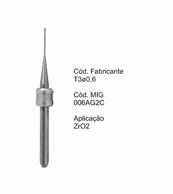 Fresa CAD CAM para Sistemas Amann Girrbach - T3 - Aplicação: Zircônia