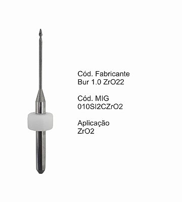 Fresa CAD CAM para Sistemas Sirona - 010SI2CZrO2 - Aplicação: Zircônia