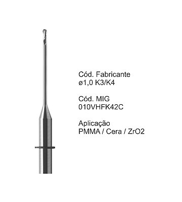 Fresa CAD CAM para Sistemas VHF - Compatível: K3/K4 - 1,0mm