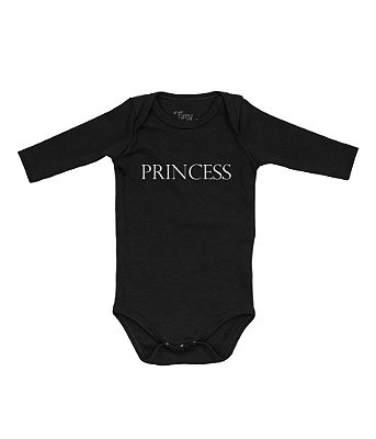 Body de Bebê Manga Longa Princess em Suedine 100% Algodão Fio Egípcio