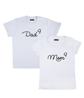 Kit Casal 02 Camisetas Brancas Pai e Mãe de 4
