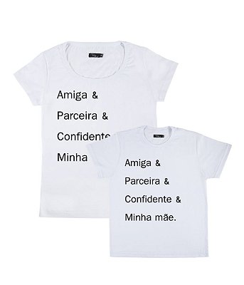 Kit 2 Camisetas Brancas Mãe & Filha Confidente