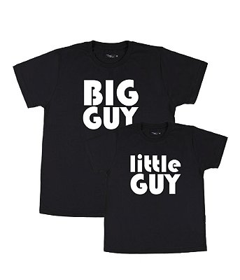 Kit 2 Camisetas Pretas Pai & Filho(a) Big Guy Little Guy