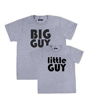 Kit 2 Camisetas Cinzas Pai & Filho Big Guy Little Guy