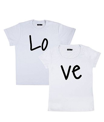 Conjunto Casal 02 Camisetas Brancas Lo Ve