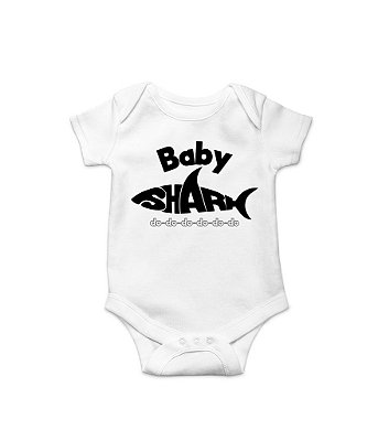 Body de Bebê Baby Shark em Suedine 100% Algodão Fio Egípcio