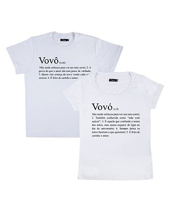 Conjunto Casal 02 Camisetas Brancas Definição e Avô e Avó