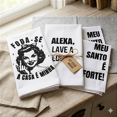 Kit 3 Panos De Prato - Alexa-Santo-A Casa é Minha