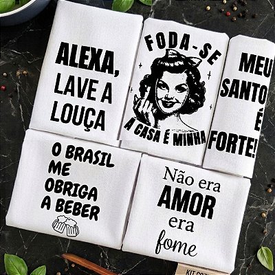Kit 5 Panos De Prato - ALEXA-SANTO-CASAEMINHA-BRASIL-FOME