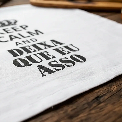 Pano de Prato Divertido Keep Calm Deixa Que Eu Asso 100% Algodão